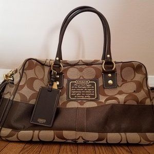 Brown/Tan Coach Weekender Bag